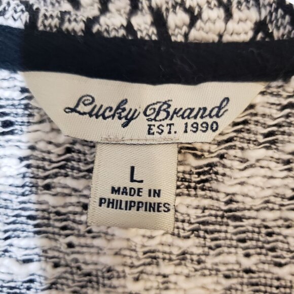 Lucky Brand Marled Moto Sweater Jacket Cotton Blend Pockets Womens Sz Large - Picture 4 of 10